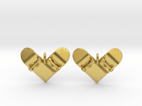 Skateboard II (heart shaped) - Drop Earrings in Polished Brass