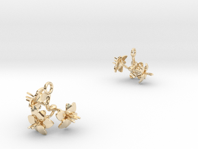 Earrings with three small flowers of the Amaryllis in 14k Gold Plated Brass