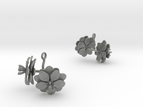 Earrings with two large flowers of the Anemone in Gray PA12