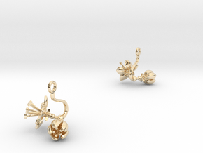 Earrings with two small flowers of the Apple in 14k Gold Plated Brass