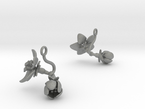 Earrings with two large flowers of the Apple in Gray PA12
