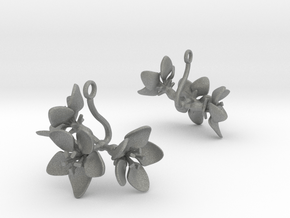Earrings with three large flowers of the Apple in Gray PA12