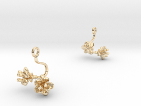 Earrings with two small flowers of the Cherry in 14k Gold Plated Brass