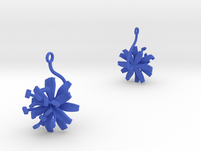 Earrings with one large flower of the Chicory in Blue Processed Versatile Plastic
