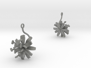 Earrings with one large flower of the Chicory in Gray PA12