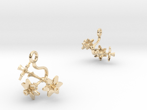 Earrings with three small flowers of the Daffodil in 14k Gold Plated Brass