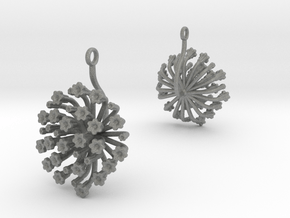 Earrings with one large flower of the Fennel  in Gray PA12