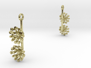 Earrings with two small flowers of the Fennel in 18k Gold Plated Brass
