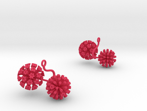 Earrings with two large flowers of the Garlic in Pink Processed Versatile Plastic