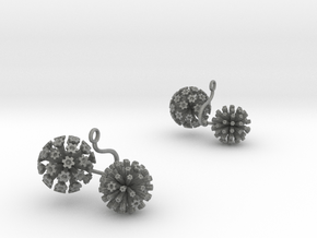 Earrings with two large flowers of the Garlic in Gray PA12