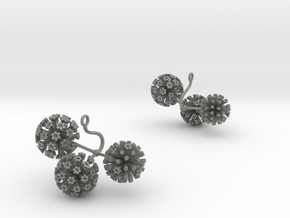 Earrings with three large flowers of the Garlic in Gray PA12