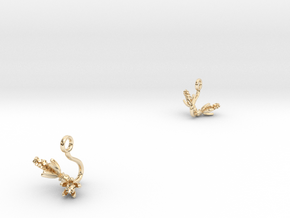 Earrings with two small flowers of the Hyacint in 14k Gold Plated Brass