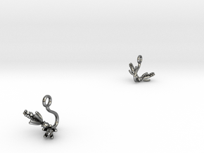 Earrings with two small flowers of the Hyacint in Polished Silver