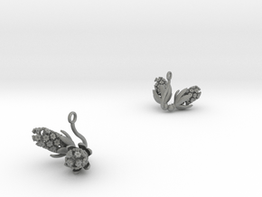 Earrings with two large flowers of the Hyacint in Gray PA12