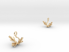 Earrings with three small flowers of the Hyacint in 14k Gold Plated Brass