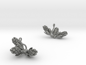 Earrings with three large flowers of the Hyacint in Gray PA12