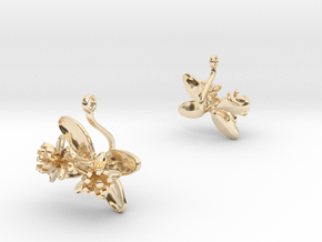 Earrings with two small flowers of the Lemon in 14k Gold Plated Brass