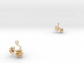 Earrings with two small flowers of the Lotus in 14k Gold Plated Brass