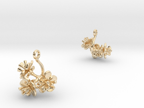 Earrings with three small flowers of the Peach in 14k Gold Plated Brass