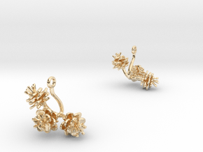 Earrings with three small flowers of the Peach Inv in 14k Gold Plated Brass