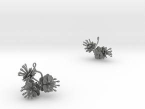 Earrings with three large flowers of the Peach Inv in Gray PA12