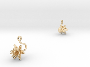 Earrings with one small flower of the Pomegranate in 14k Gold Plated Brass
