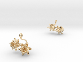 Earrings with two small flowers of the Pomegranate in 14k Gold Plated Brass