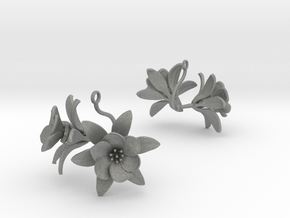 Earrings with two large flowers of the Pomegranate in Gray PA12