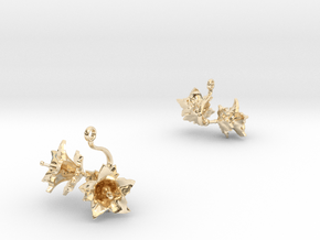Earrings with two small flowers of the Potato in 14k Gold Plated Brass