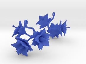 Earrings with three large flowers of the Potato in Blue Processed Versatile Plastic