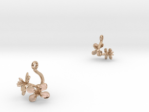 Earrings with two small flowers of the Radish in 14k Rose Gold Plated Brass