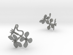 Earrings with three large flowers of the Radish in Gray PA12