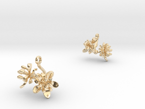 Earrings with two small flowers of the Raspberry in 14k Gold Plated Brass