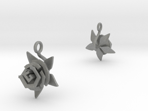 Earrings with one large flower of the Rose I in Gray PA12