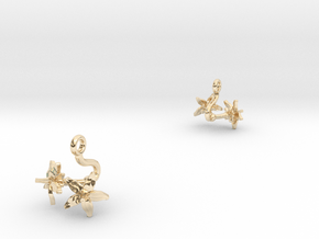 Earrings with two small flowers of the Tomato in 14k Gold Plated Brass