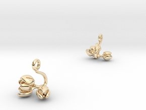 Earrings with two small flowers of the Tulip in 14k Gold Plated Brass