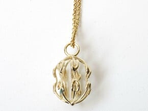 Mitosis Cell Division Pendant  in 14k Gold Plated Brass