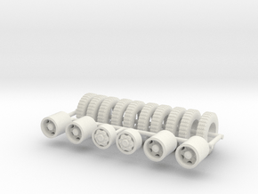 1/50th Military style wheels and tire set in White Natural Versatile Plastic