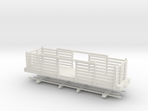 HOn30 28ft Flatcar with pulpwood rack  in White Natural Versatile Plastic