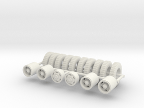 1/35th Military style wheels and tire set in White Natural Versatile Plastic