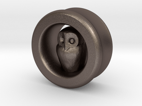 Owl Gauge, 1" in Polished Bronzed-Silver Steel