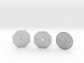 3 Maze Coasters in Processed Stainless Steel 17-4PH (BJT)