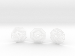 3 Maze Coasters in Clear Ultra Fine Detail Plastic
