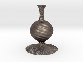 Vase 52123 in Polished Bronzed-Silver Steel