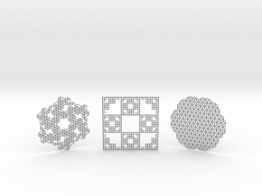 3 Geometric Coasters in Gray PA12 Glass Beads