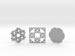3 Geometric Coasters in Dark Gray PA12 Glass Beads