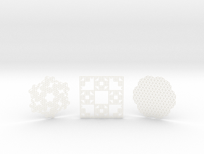 3 Geometric Coasters in White Smooth Versatile Plastic