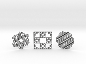 3 Geometric Coasters in Black Smooth Versatile Plastic