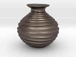Vase 3723 in Polished Bronzed-Silver Steel