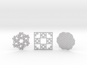 3 Geometric Coasters in Processed Stainless Steel 316L (BJT)